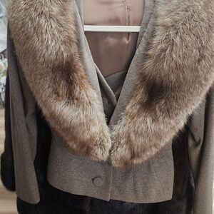 Elegant Brown Faux Fur Collar Coat
